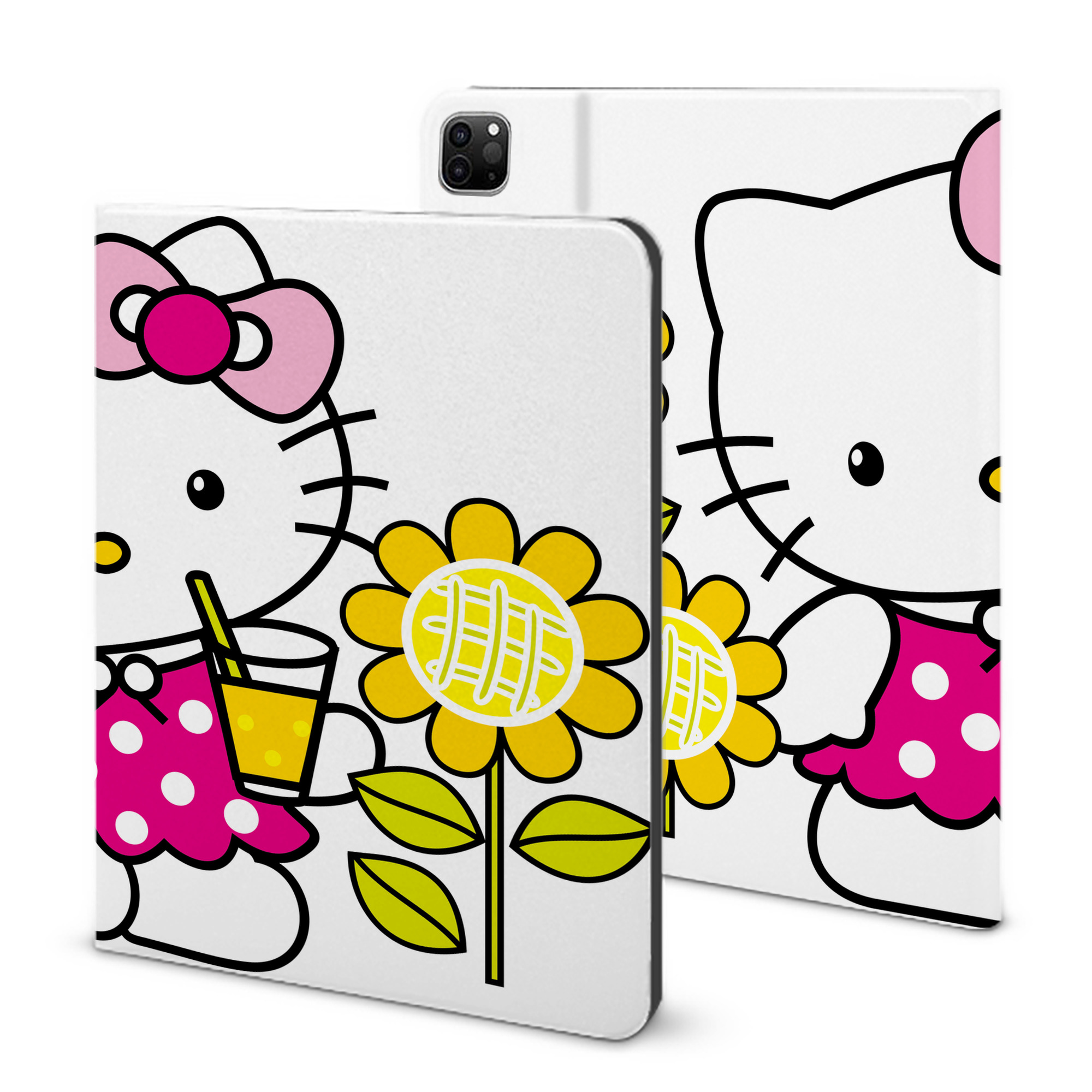 （画像用） Hello Kitty ハローキティ IPad ケース ブック型 PUレザー TPU 耐衝撃 軽量 薄型 ペン収納なし 全面保護 IPad 各モデル対応